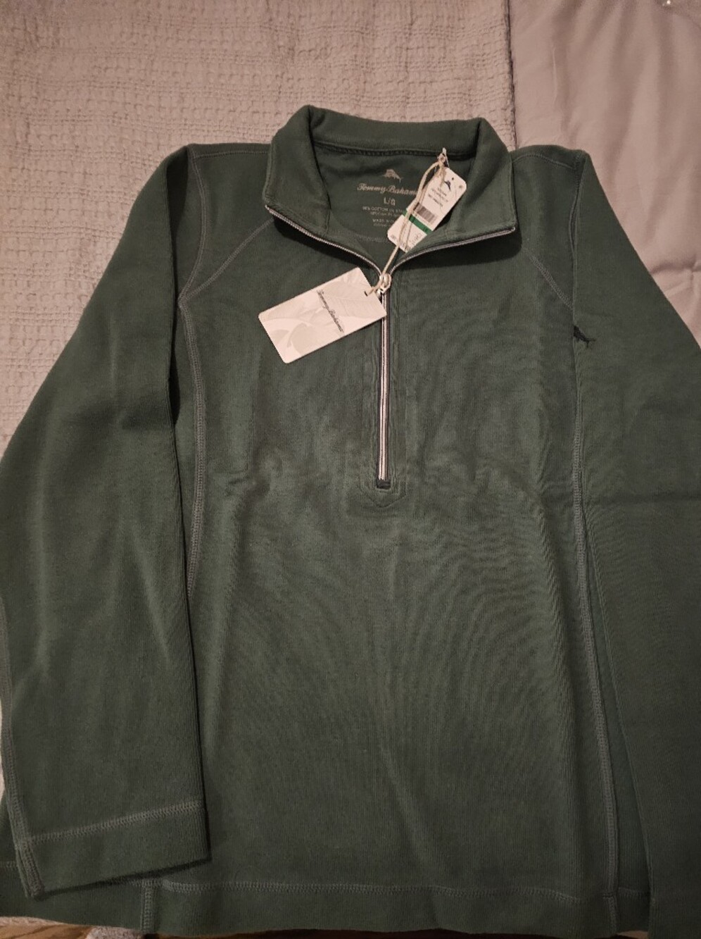 Tommy Bahama Men's Forest Green Half-Zip Pullover Sweater